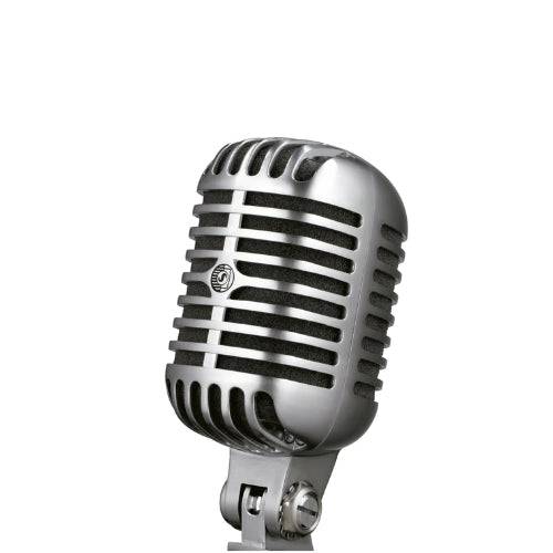Micrófono Shure 55SH SERIES II de Musical Santa Cecilia, micrófono clásico con cuerpo metálico y rejilla cromada.