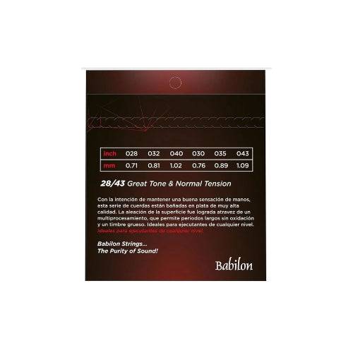 Juego de cuerdas de nylon Plata para guitarra clásica Musical Santa Cecilia, 28-43, con cuerda de diferentes grosores.