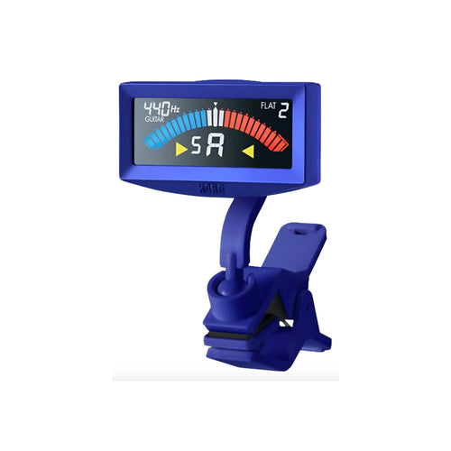 Afinador de clip para guitarra o bajo Korg Pitchcrow-G rojo, con pantalla digital y diseño compacto.