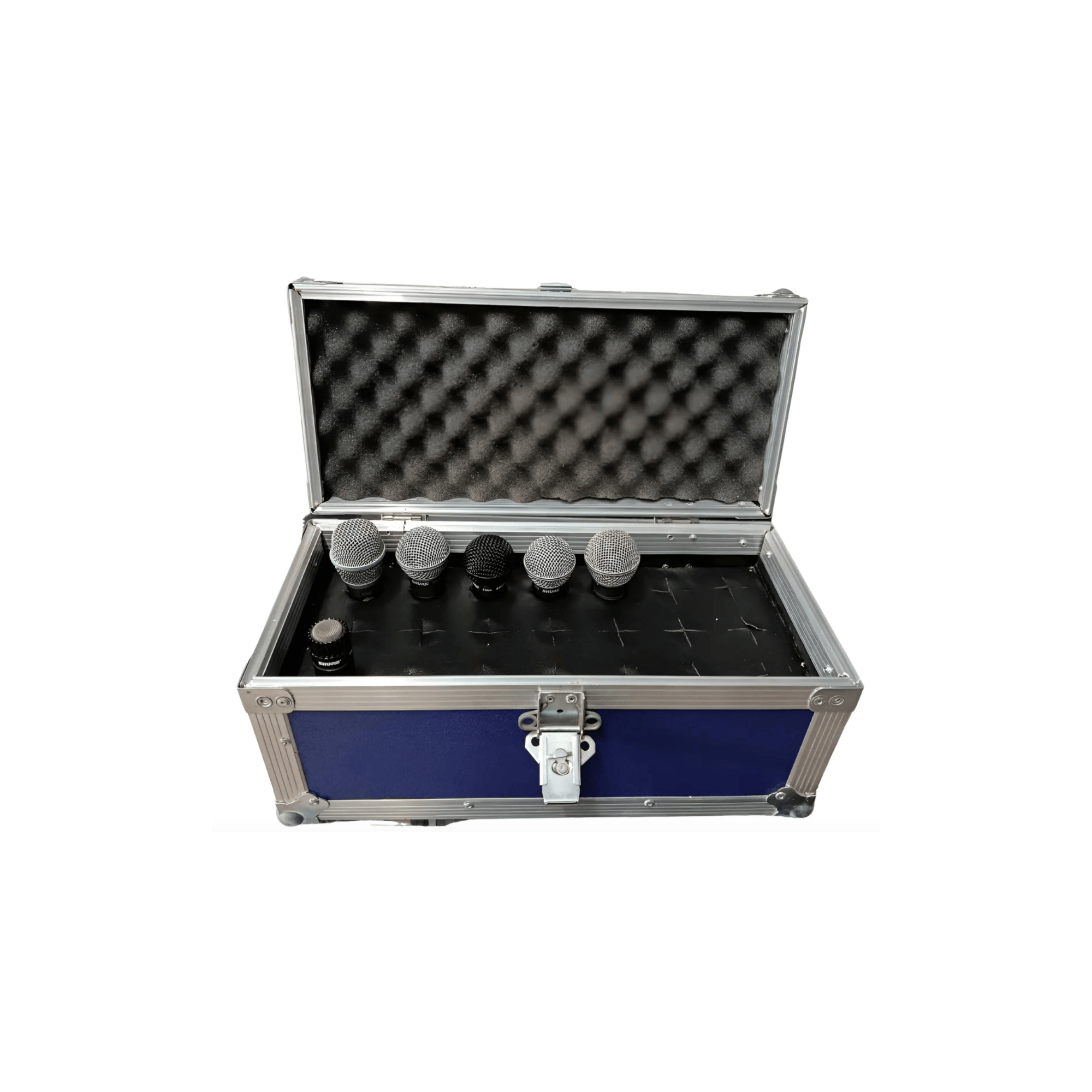 Estuche para 12 micrófonos Musical Santa Cecilia con manija de transporte, resistente y compacto para almacenamiento y traslado.