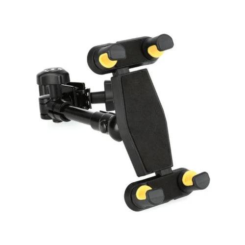 Soporte para tablet o teléfono Hercules DG307B de Musical Santa Cecilia, en color negro, mostrando su diseño resistente y ajustable.