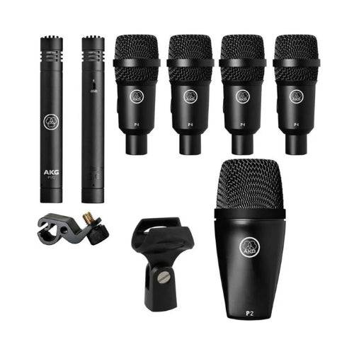 Micrófono AKG Drum Set Session para batería, con diseño compacto y cables conectados, ideal para grabación y presentación en vivo.