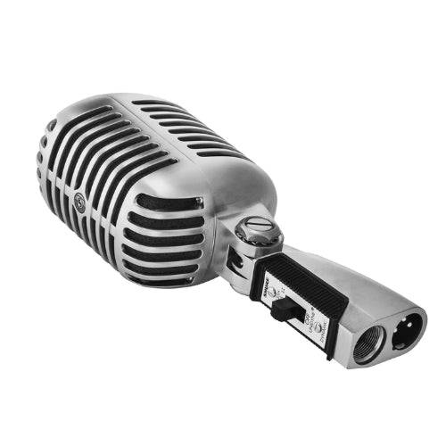 Micrófono Shure 55SH Series II de Musical Santa Cecilia, con carcasa metálica y estilo vintage para grabación y actuaciones.