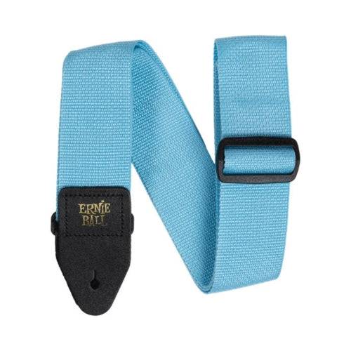 Tahalí Ernie Ball Polypro azul pastel de la marca Veerkamp, accesorios para guitarra, visible en la imagen.
