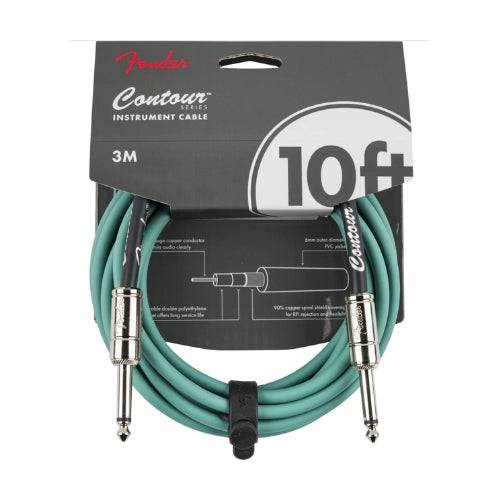 Cable Fender Contour para instrumento de 10 pies, cable de accesorios de música de la marca Musical Santa Cecilia, visible en la imagen.